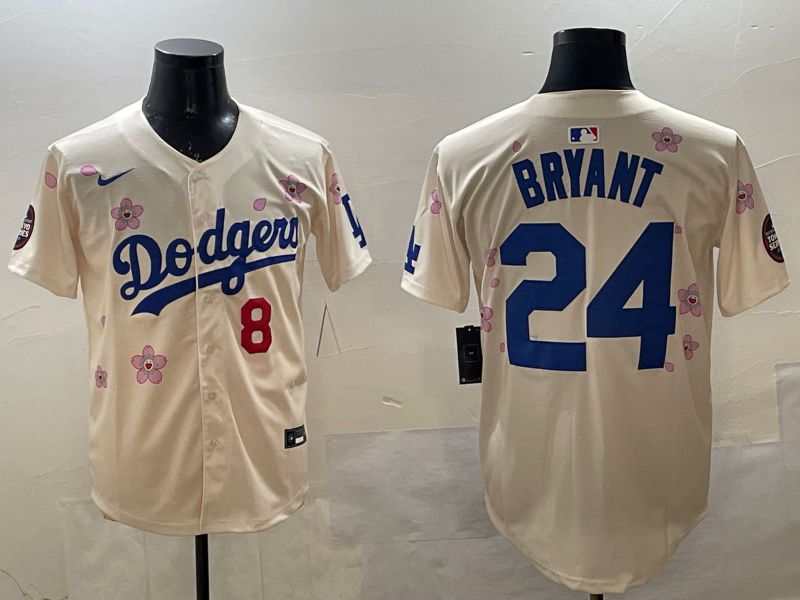 Men Los Angeles Dodgers 24 Bryant Cream Sakura Edition 2025 Nike MLB Jersey style 10